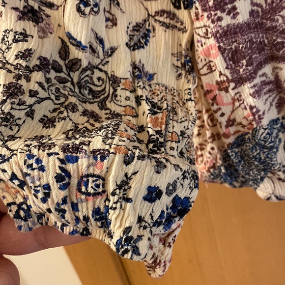 Knox Rose Floral Smocked Faux Wrap Top Blouse Long Sleeve Rayon Size XXL - Picture 7 of 11